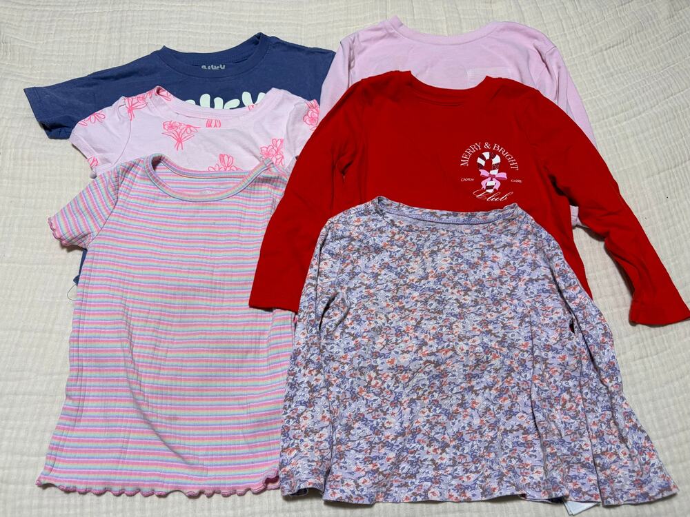 Girls 3T Shirts Tops Lot of 6 Bluey Floral Striped Holiday Long Short Sleeve
